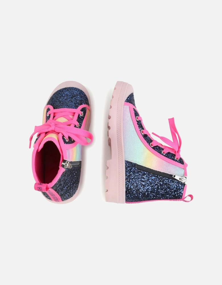 Girls Pink Star Ankle Boots