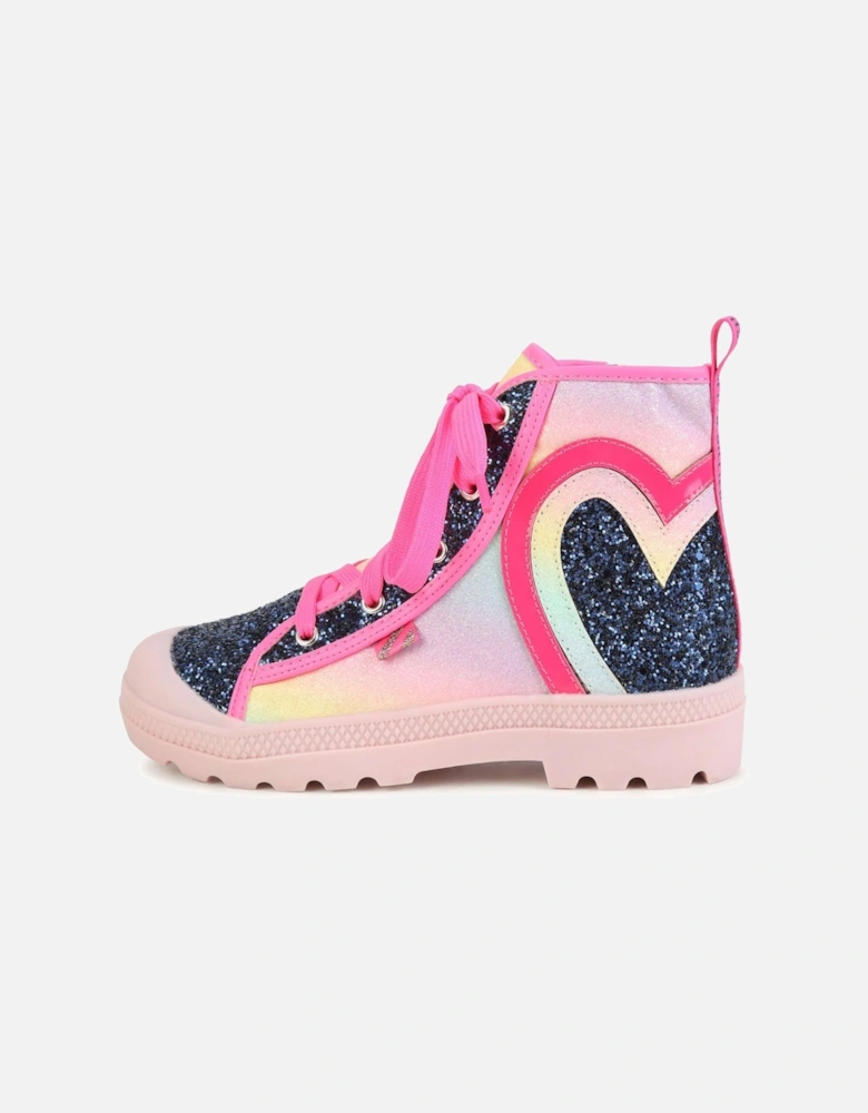 Girls Pink Star Ankle Boots