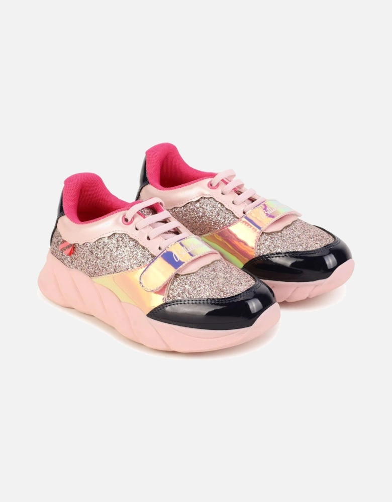 Girls Pink Glitter Trainers