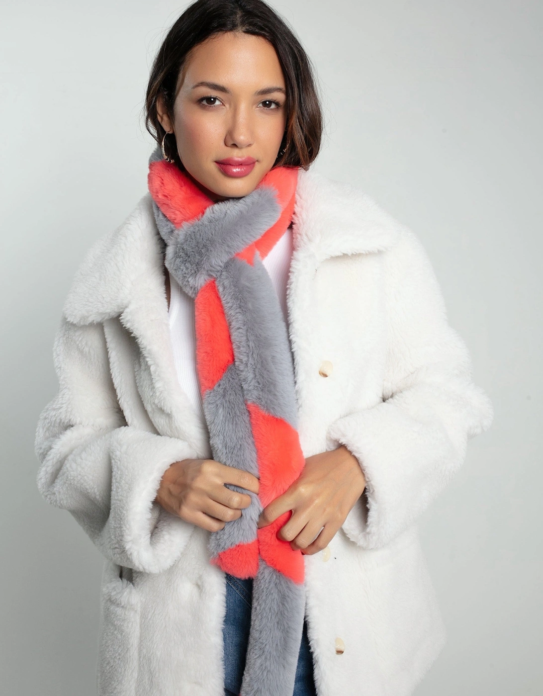 ZIGGY FAUX FUR SCARF-CORAL, 4 of 3
