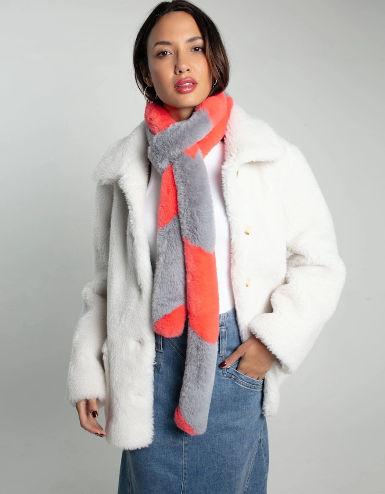 ZIGGY FAUX FUR SCARF-CORAL