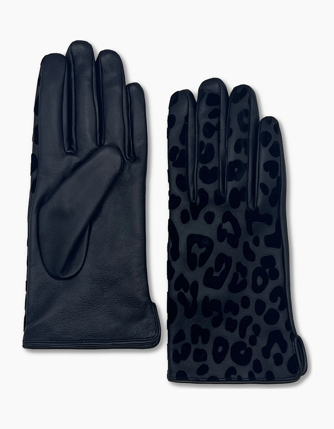 Nooki Design Women's FELICITY LEOPARD FLOCKED GLOVE-BLACK - Black/Black - Size: ML,