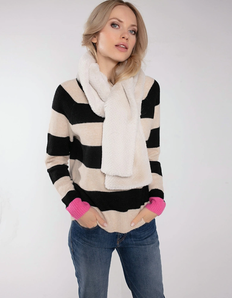 LEXINGTON SLOT THROUGH FAUX FUR SCARF-CREAM