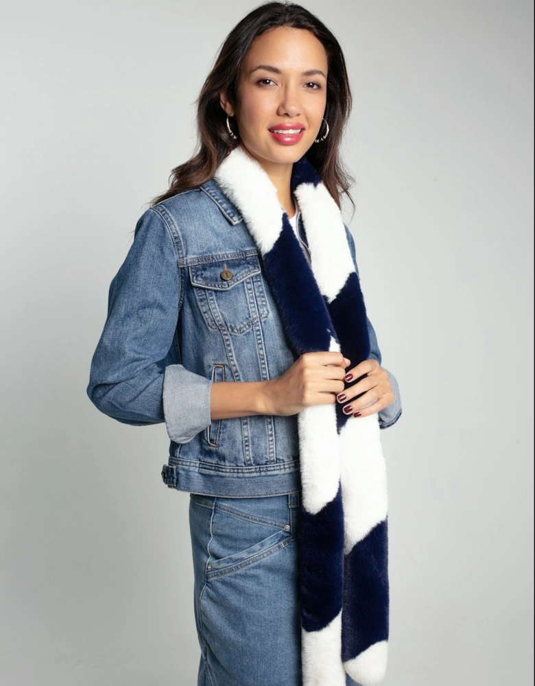 ZIGGY FAUX FUR SCARF-NAVY