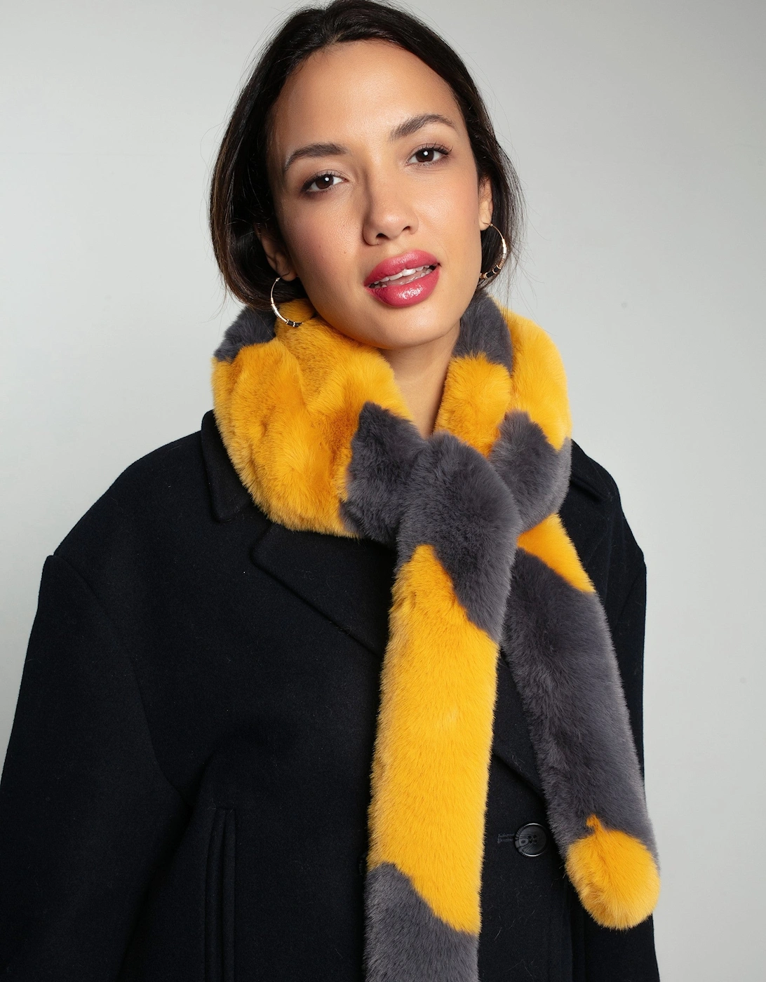 ZIGGY FAUX FUR SCARF-OCHRE, 4 of 3