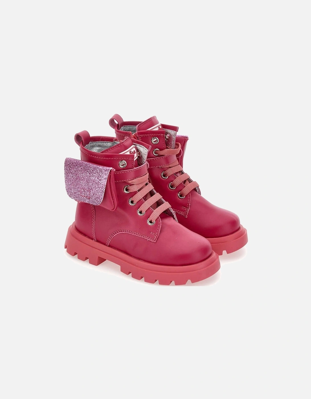 Girls Pink Pocket Leather boots, 5 of 4