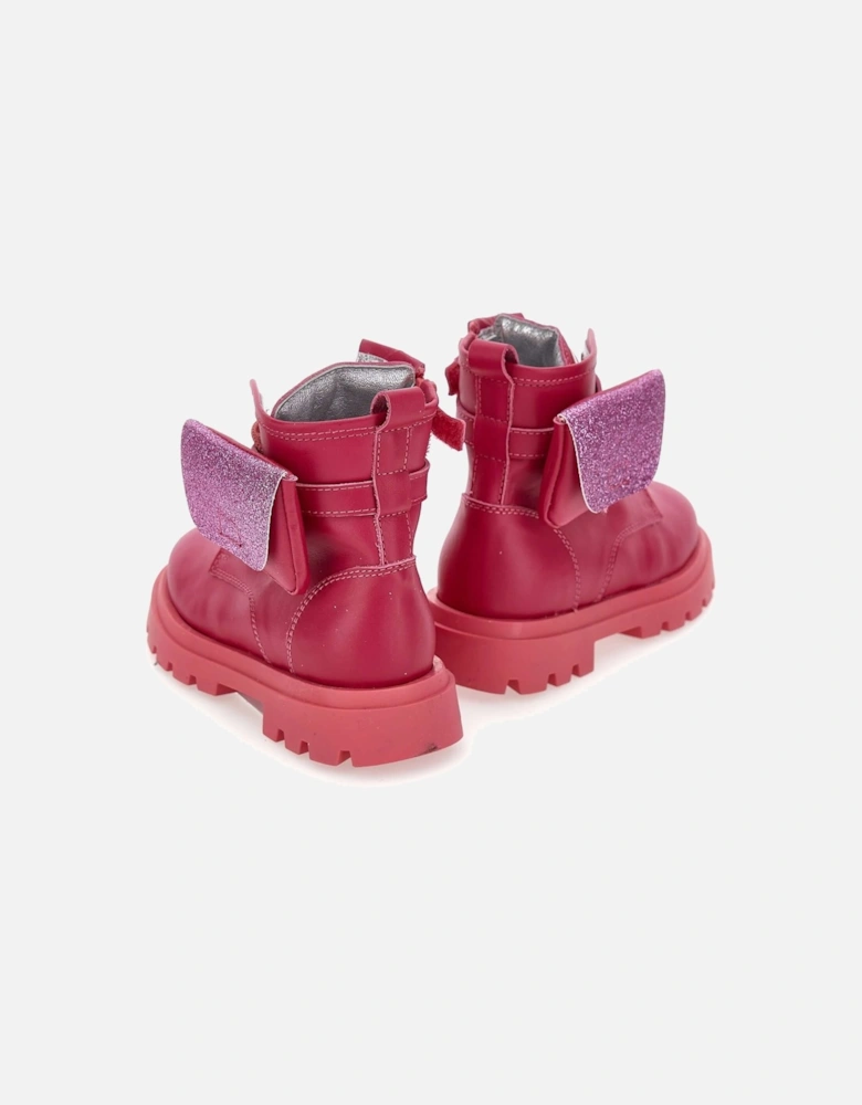 Girls Pink Pocket Leather boots