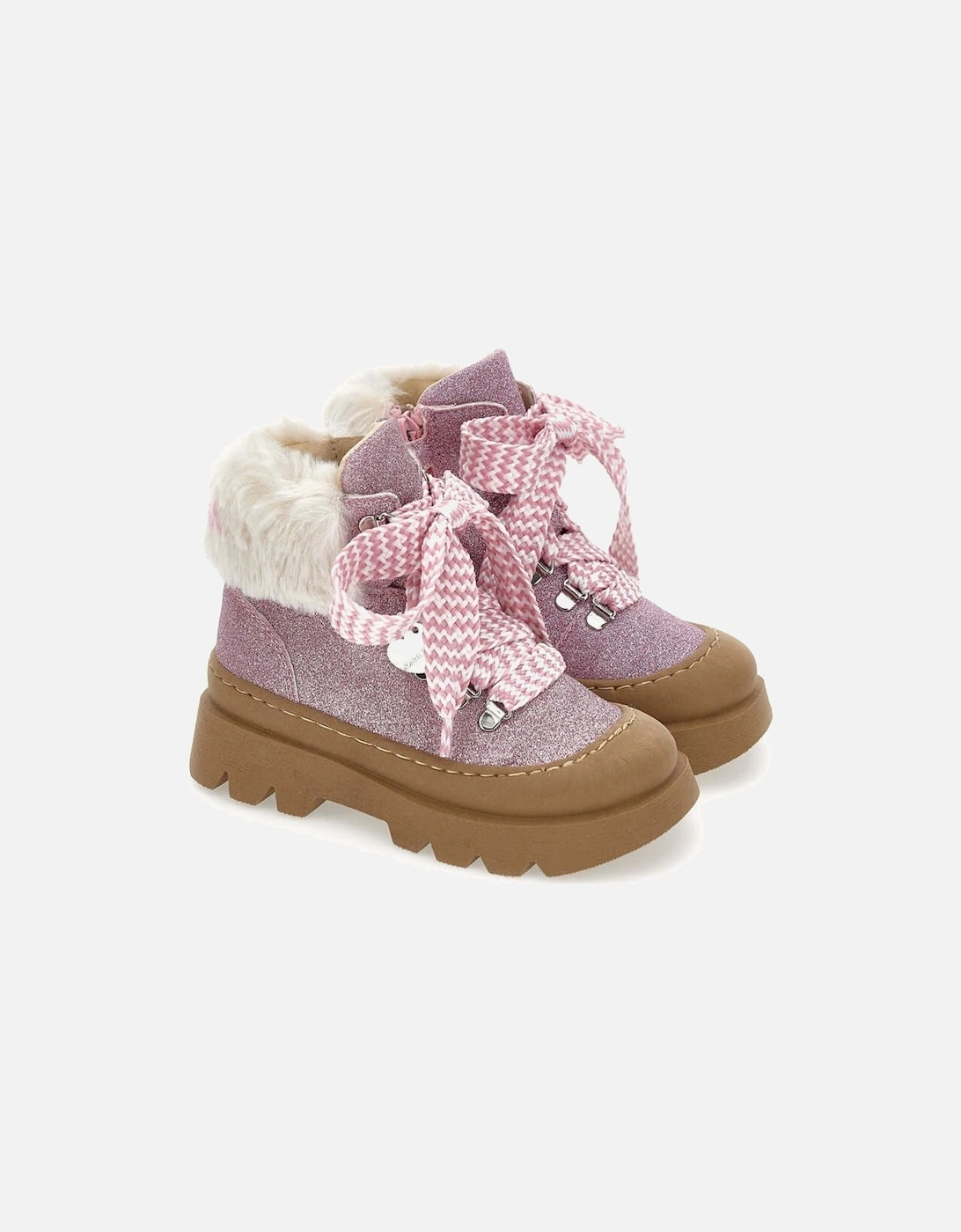 Girls Pink Glitter Chunky Boots, 5 of 4