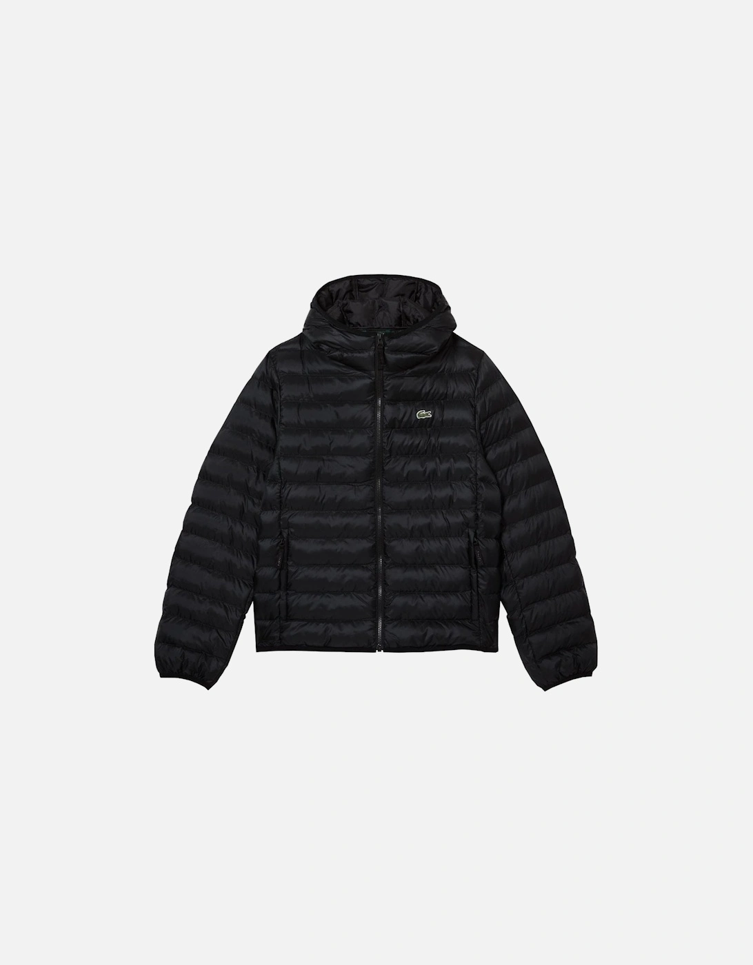 Men's Black Quilted Hooded Jacket, 5 of 4