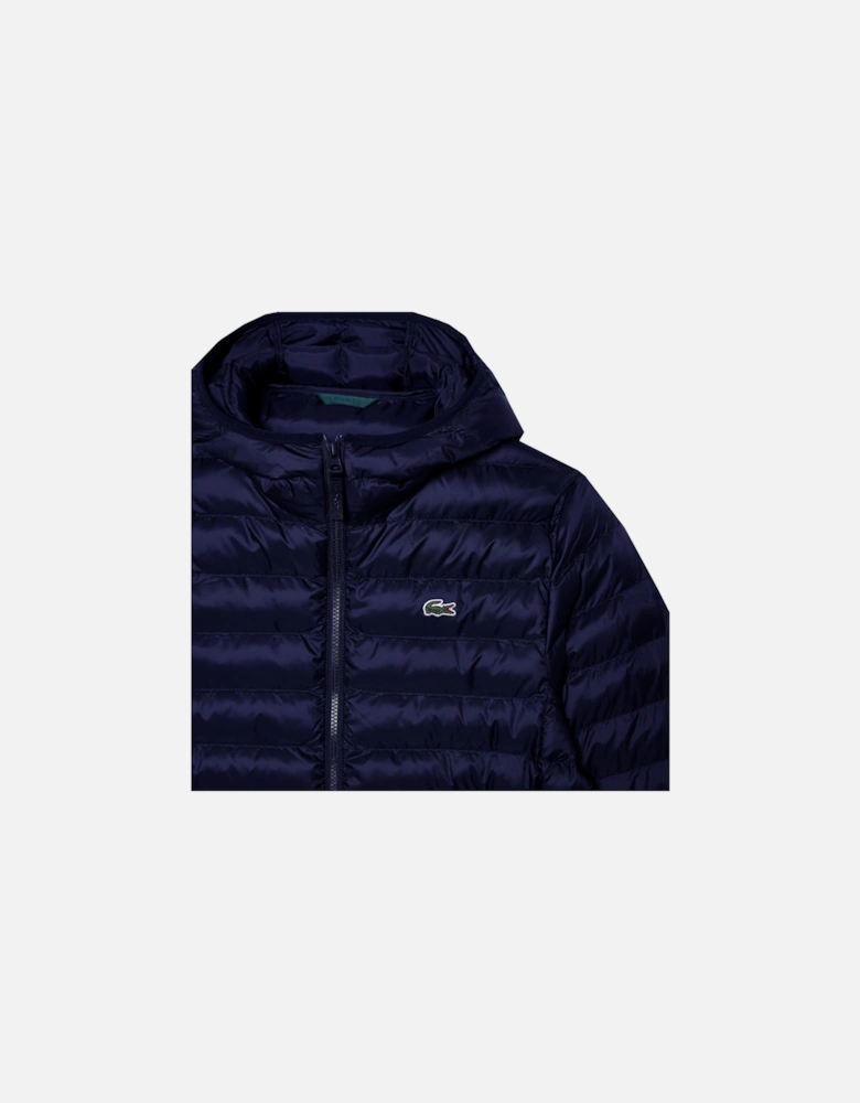 Men's Navy Quilted Hooded Jacket