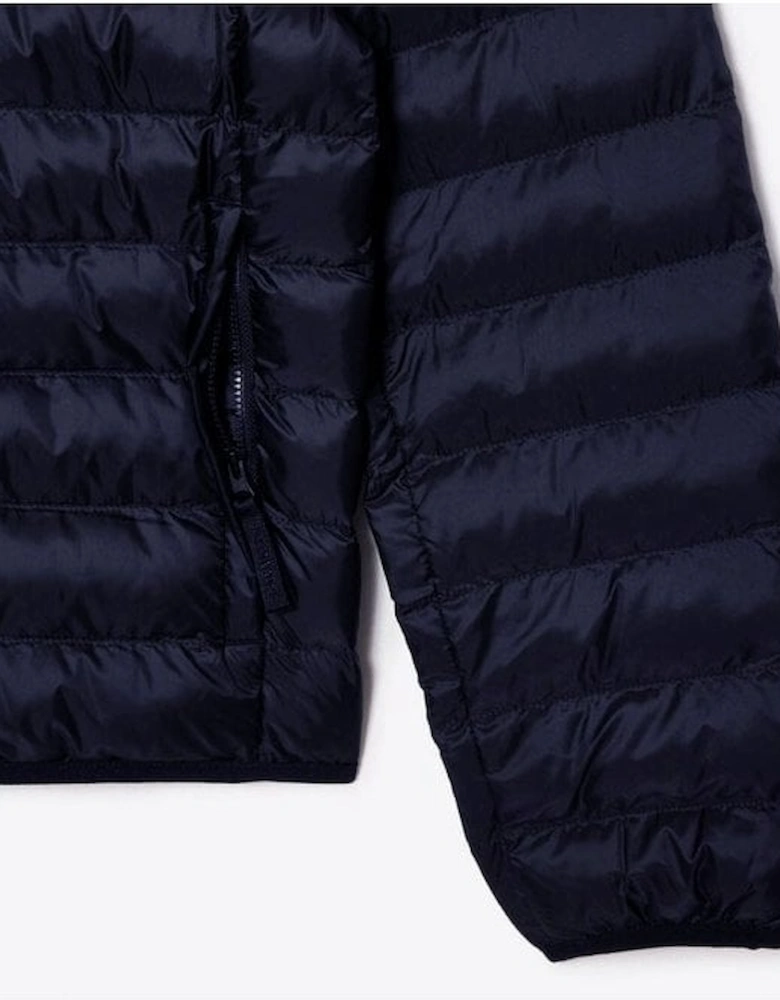 Men's Navy Quilted Hooded Jacket