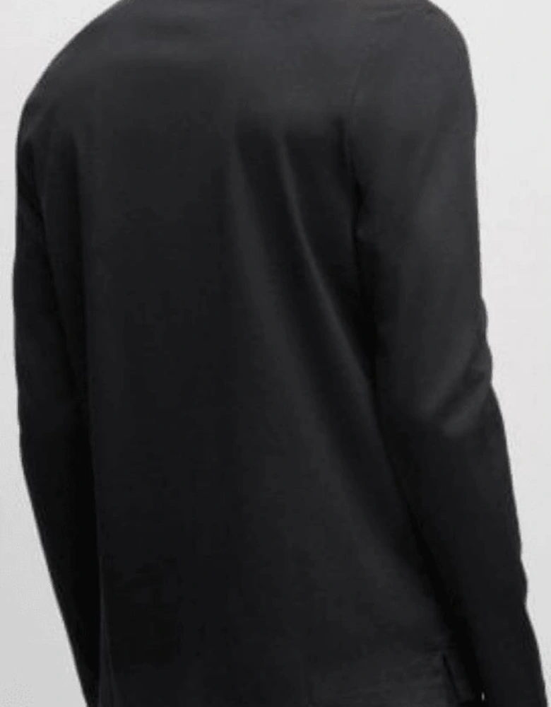 Pado Rubberised Logo Long Sleeve Navy Polo Shirt