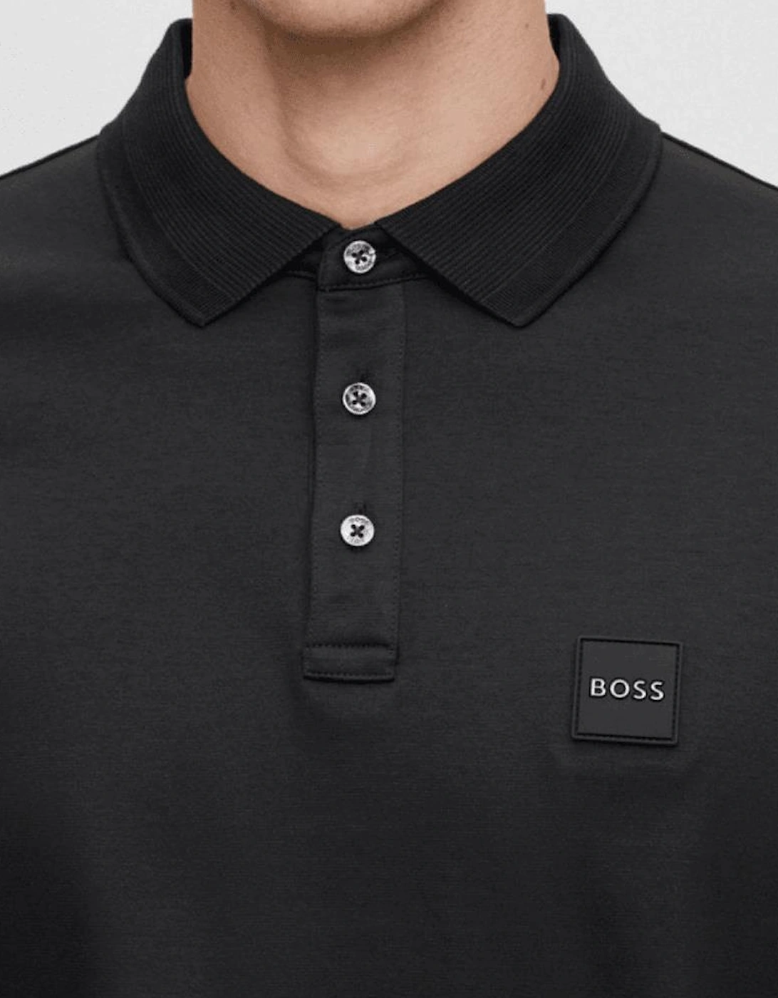 Pado Rubberised Logo Long Sleeve Navy Polo Shirt
