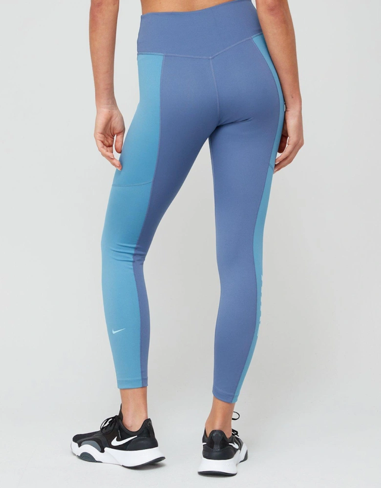 The One Mid-Rise 7/8 Colour-Block Training Leggings - Blue