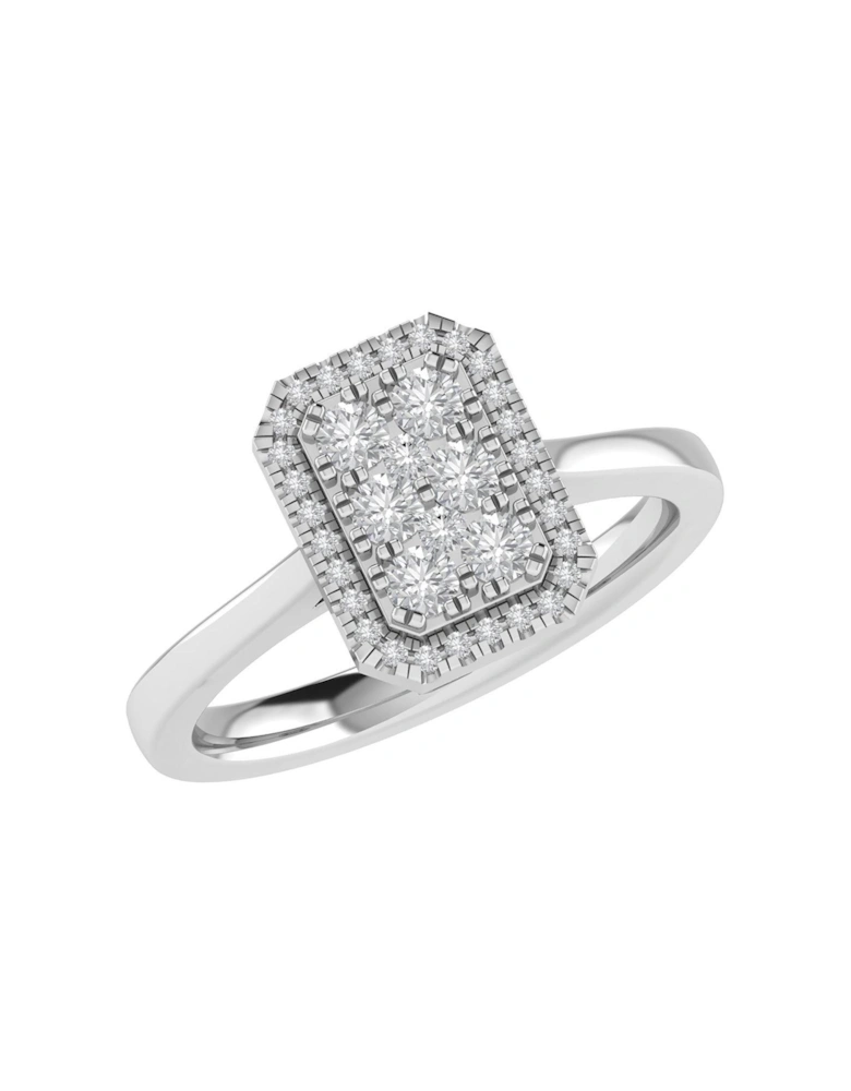 Eliza 9ct White Gold Lab Grown Emerald Cut 0.50ct G VS Diamond Ring
