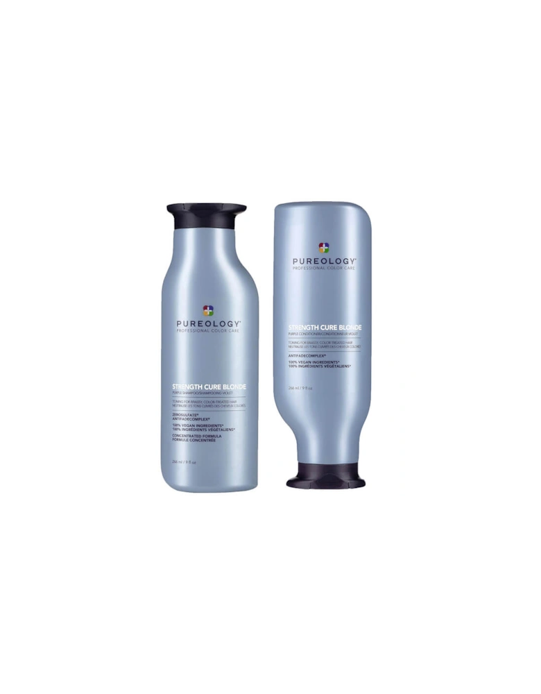 Strength Cure Blonde Shampoo and Conditioner Strengthening Bundle for Damaged, Blonde Hair with Vegan Formulas - Pureology