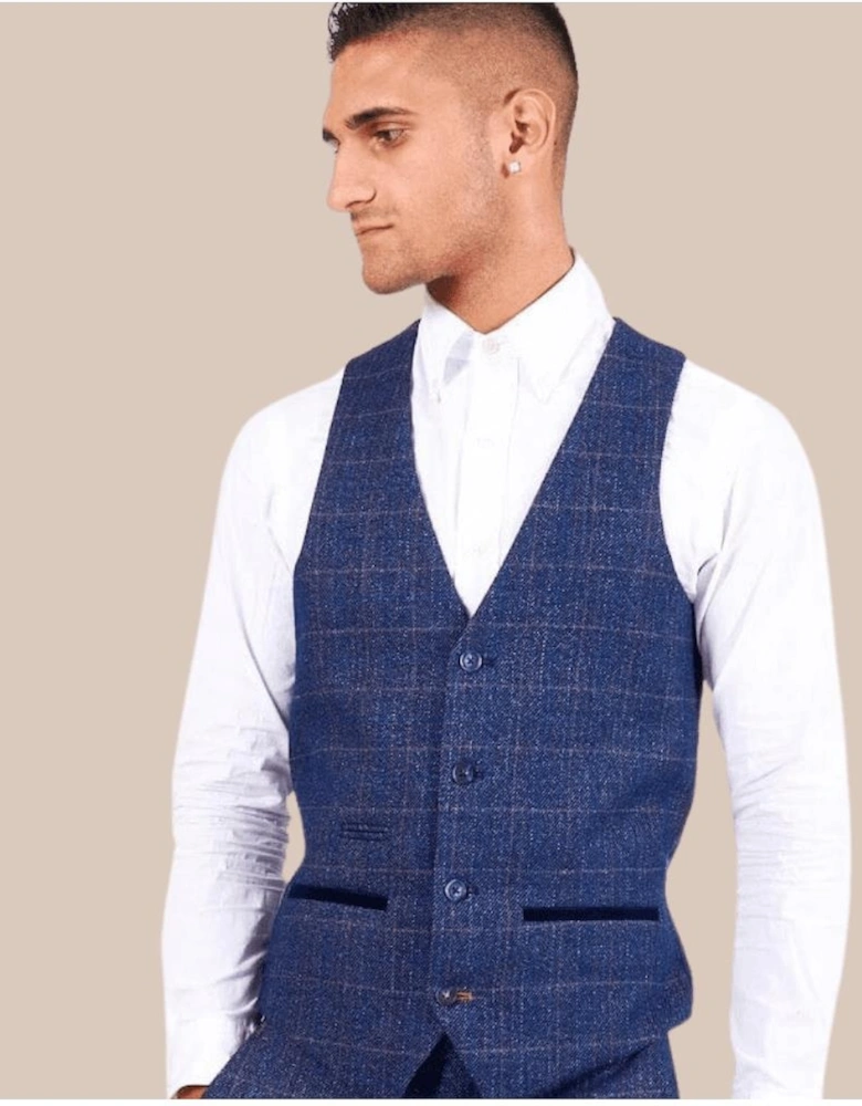 Harry Indigo Check Waistcoat