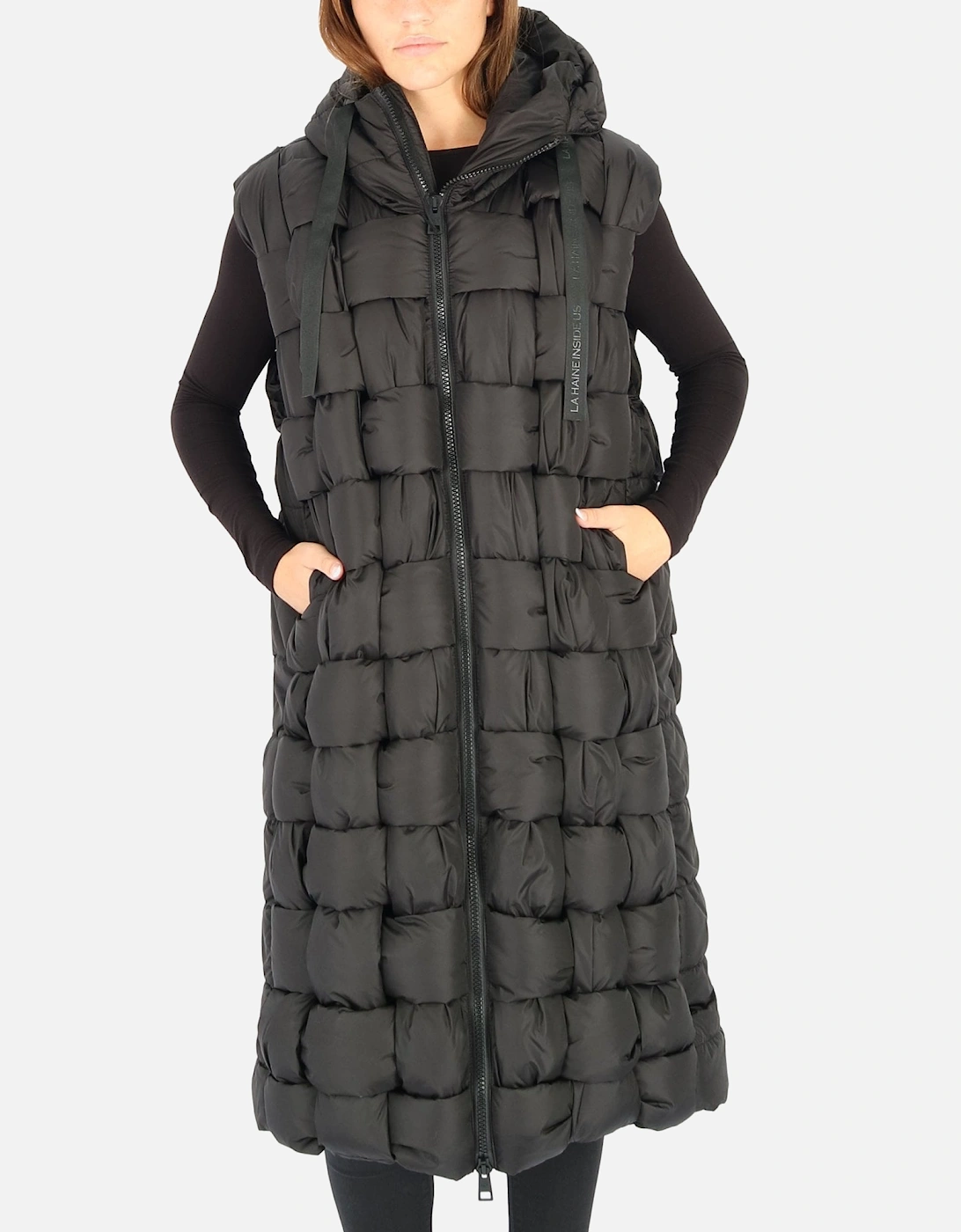 Woven Down Hooded Black Gilet, 5 of 4