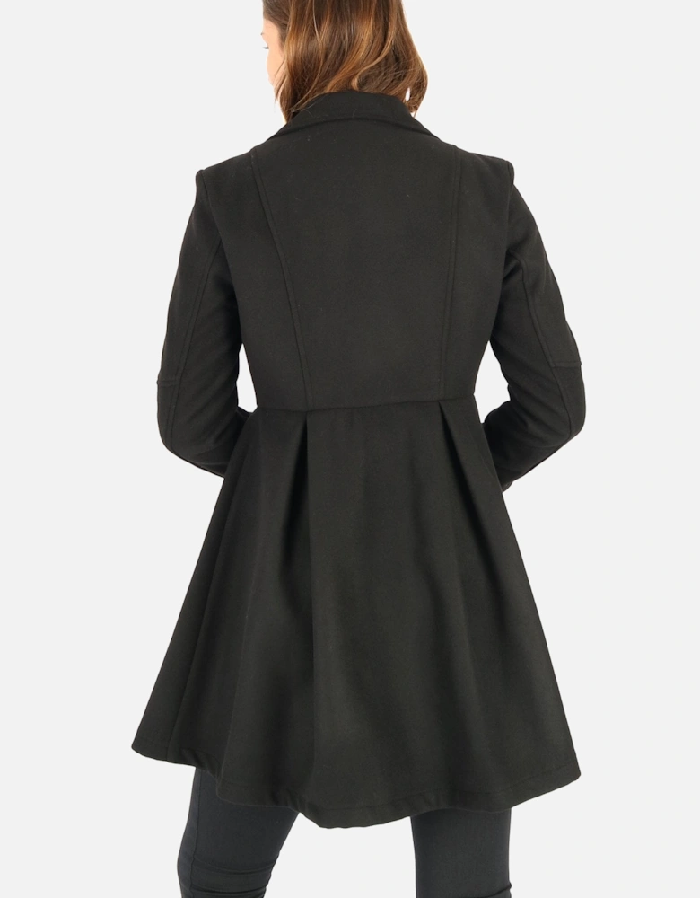 Asymmetric Zip Black Coat