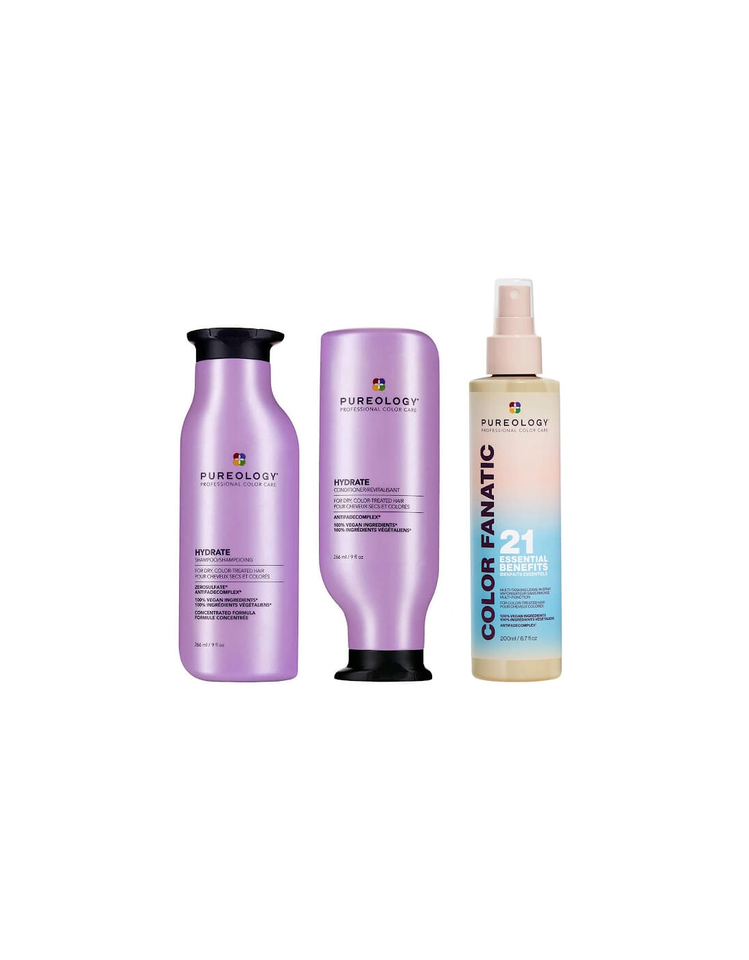 Hydrate Shampoo, Conditioner and Color Fanatic Multi-Benefit Leave-in, Moisturising Bundle for Dry Hair, 2 of 1