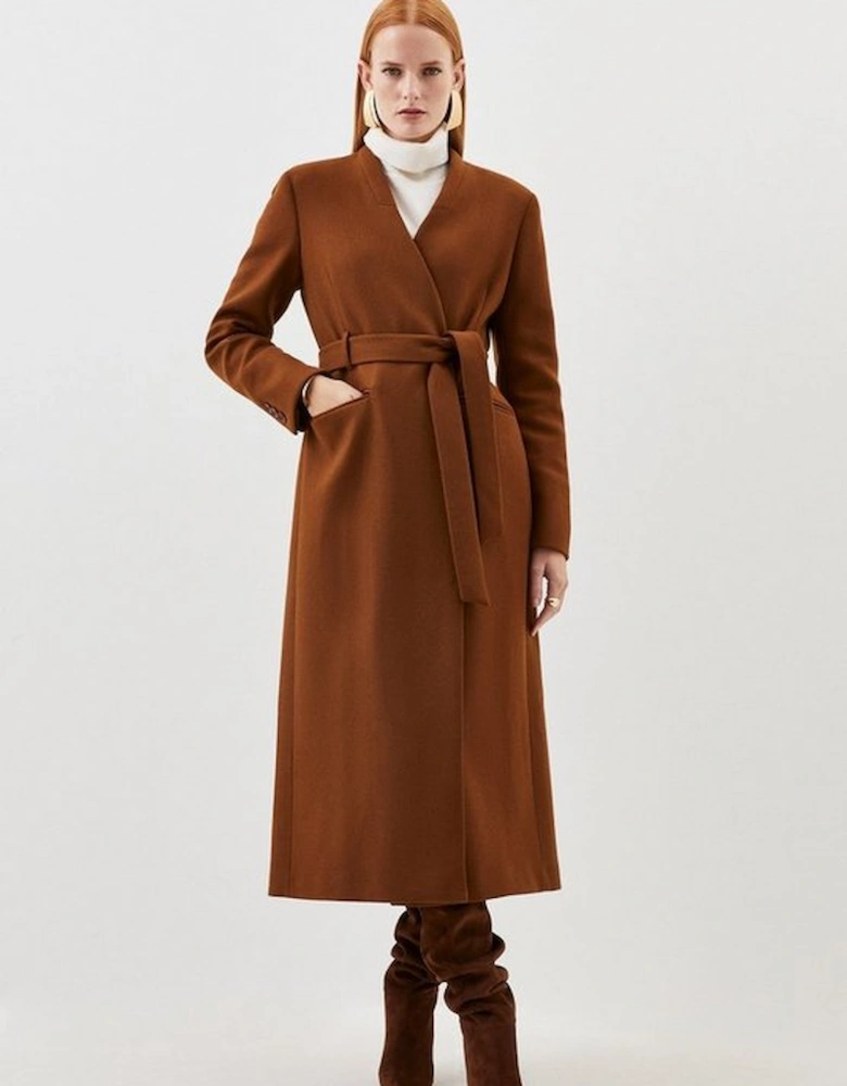 Italian Manteco Wool Belted Collared Coat