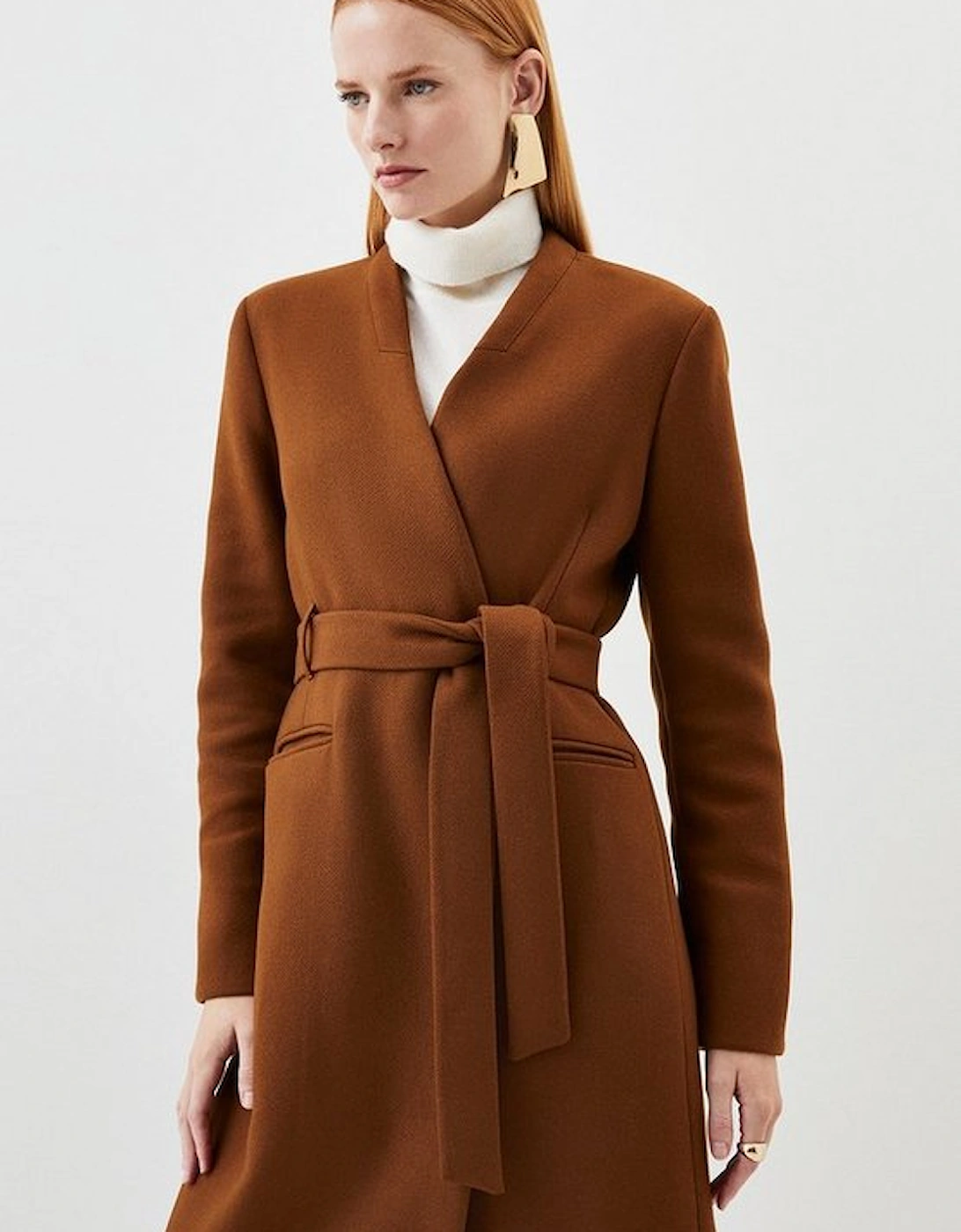 Italian Manteco Wool Belted Collared Coat