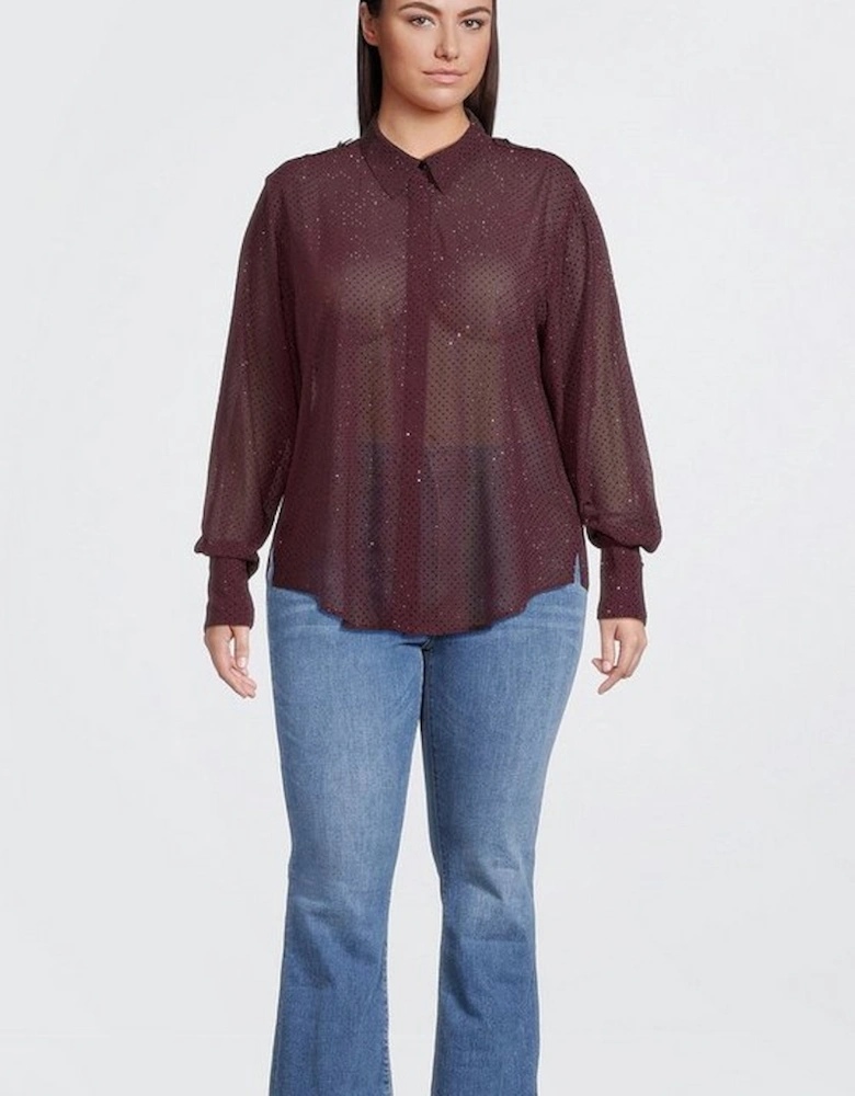 Plus Size Embellished Woven Shirt