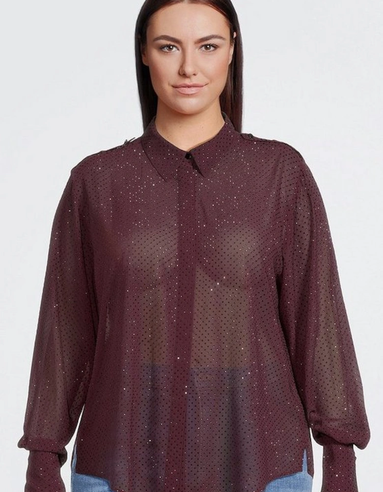 Plus Size Embellished Woven Shirt