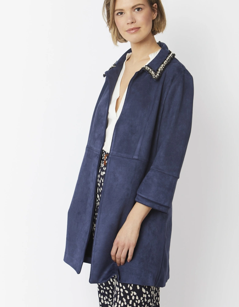 Navy Faux Suede Jacket