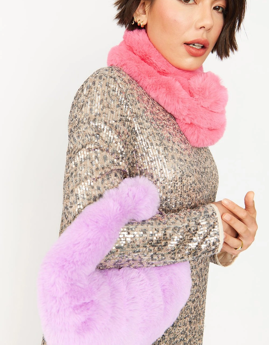 Pink Faux Fur Scarf