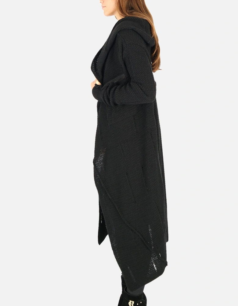 Long Ladder Detail Black Cardigan