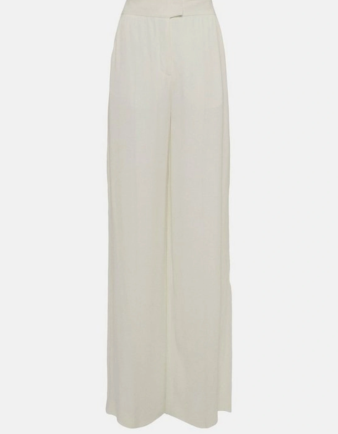 Tailored Viscose Satin Back Crepe Wide Leg Trousers