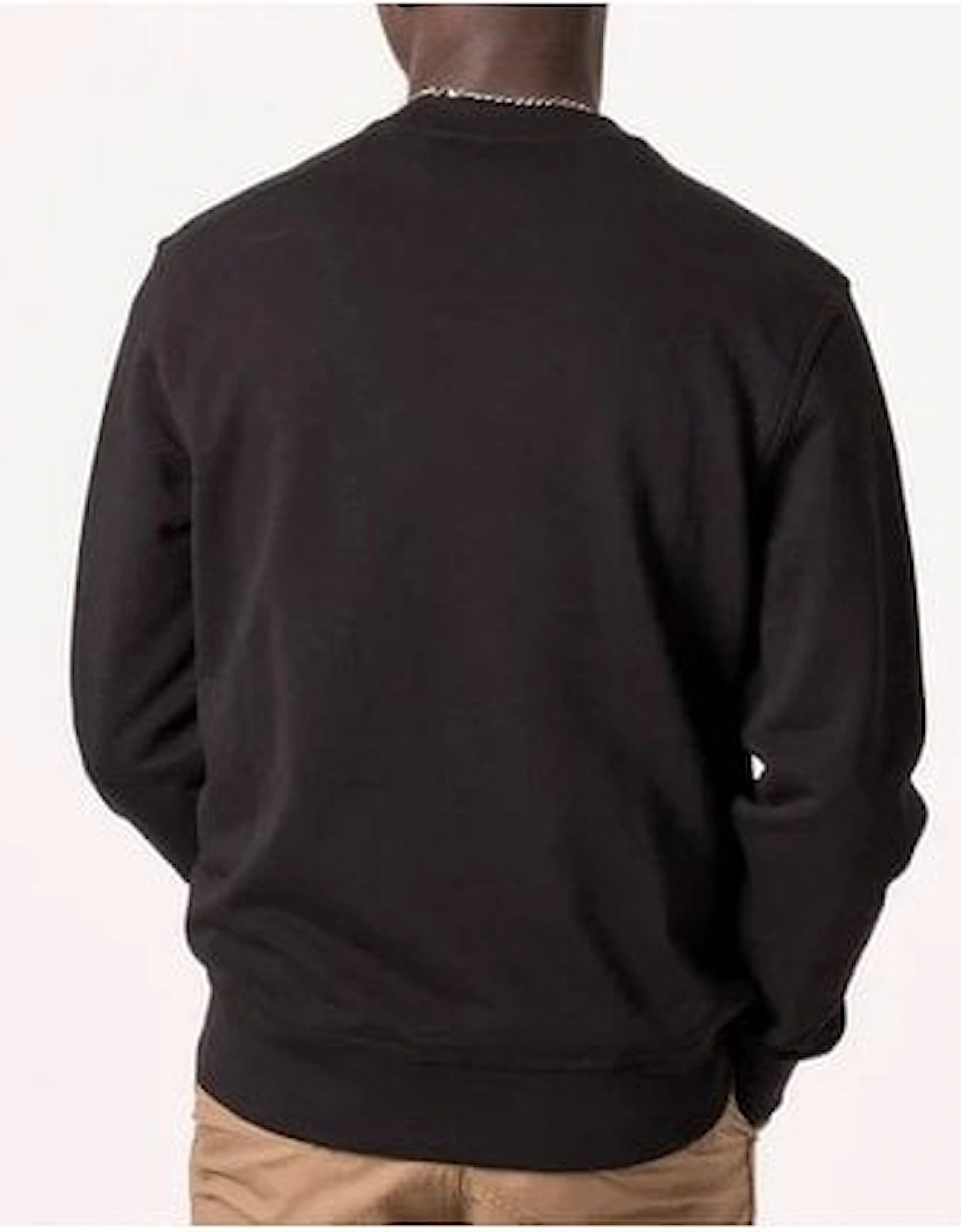Basic Logo Print Crew Neck Black Sweatshirt