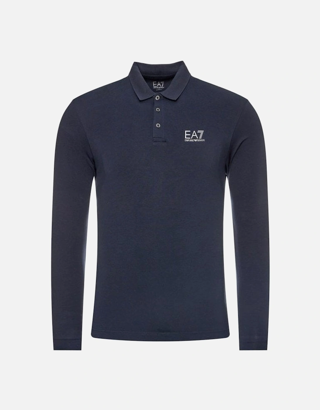 Cotton Dark Blue Long Sleeve Polo, 3 of 2