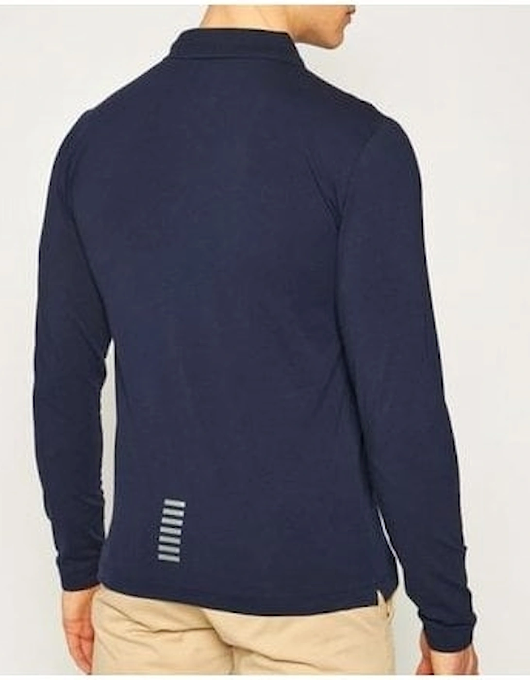 Cotton Dark Blue Long Sleeve Polo