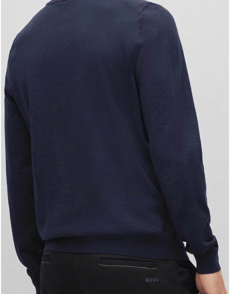Botto Embroidered Logo Crew Neck Navy Knitted Jumper