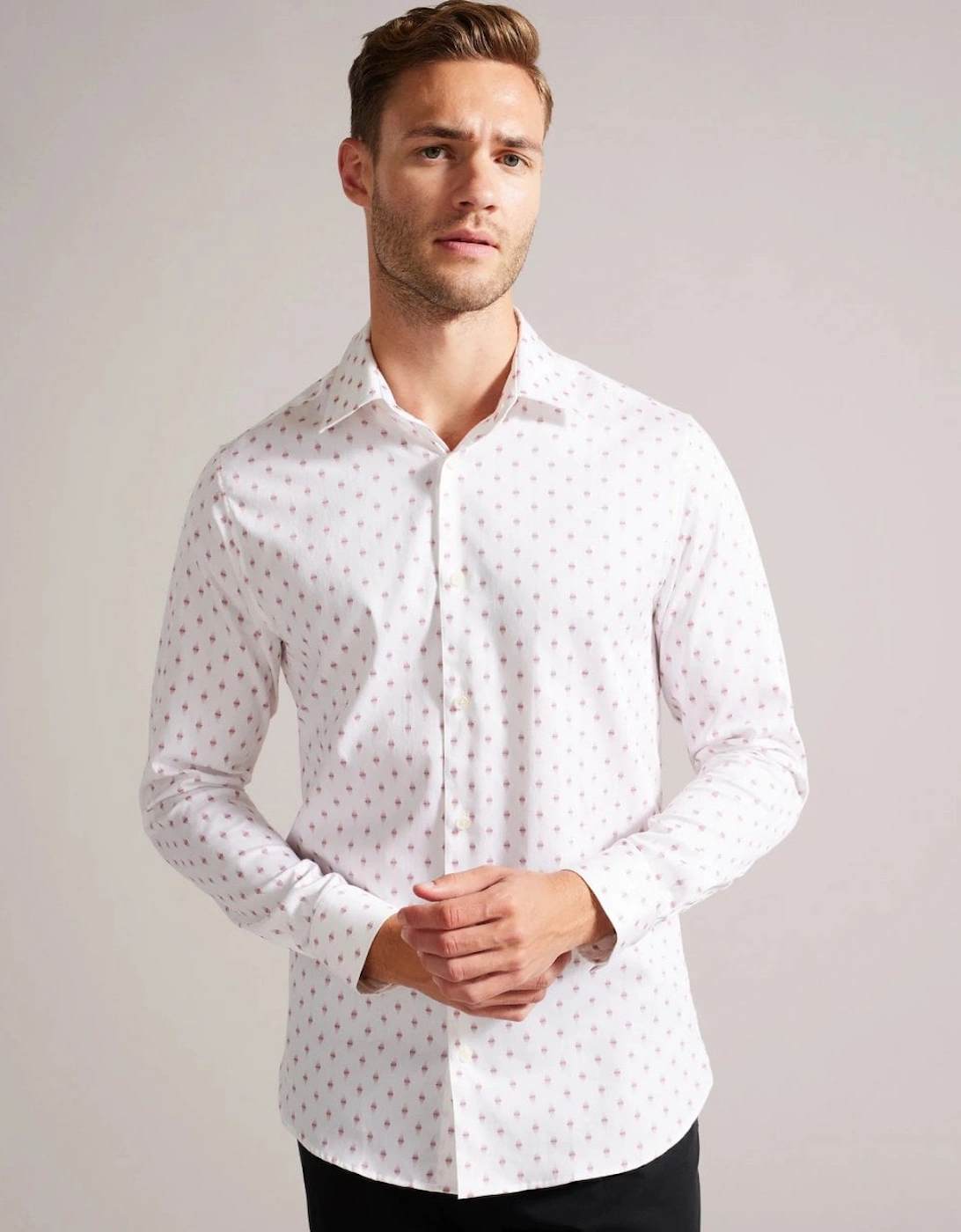 Ardea Mens Long Sleeve Geometric Print Shirt, 7 of 6