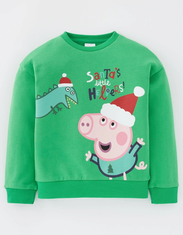 Boys George Pig Christmas Sweatshirt - Green