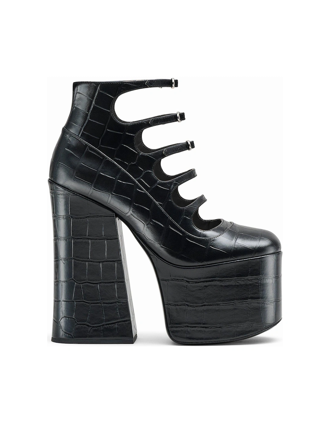 Kiki Croc-Embossed Platform Boots - Black, 2 of 1
