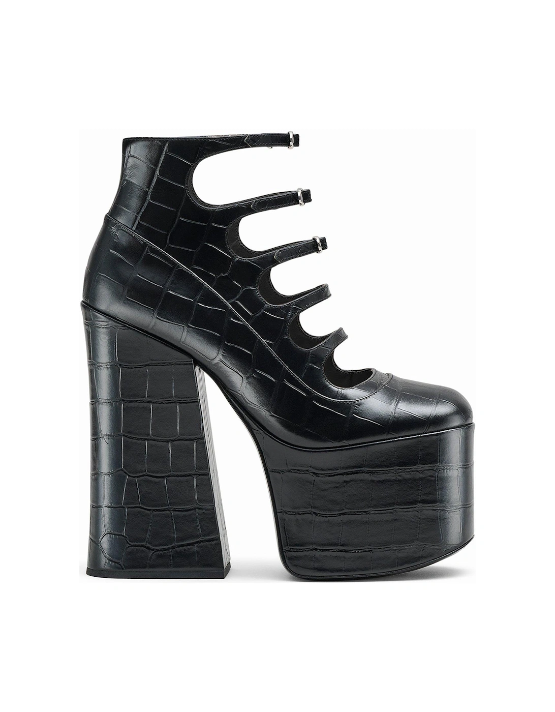 Kiki Croc-Embossed Platform Boots - Black, 7 of 6