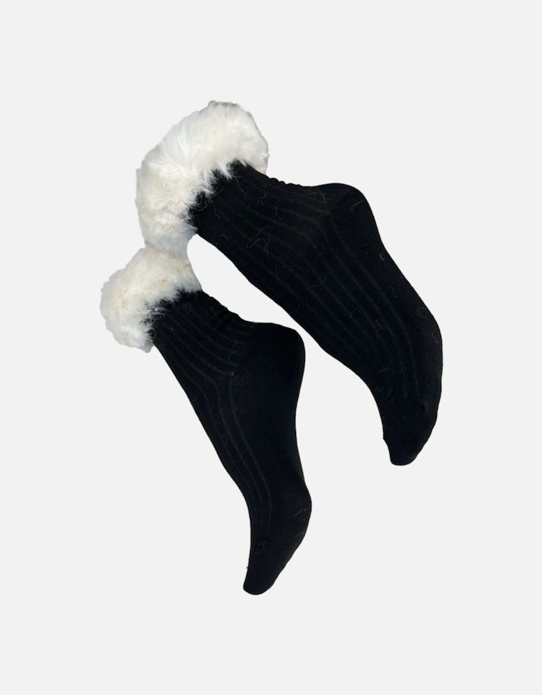 Faux Fur Trim Silk blend Socks