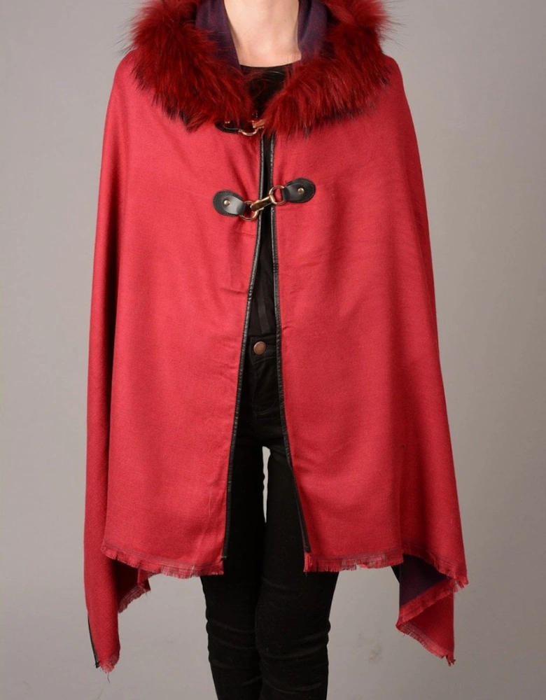 Faux Fur Collar Cape