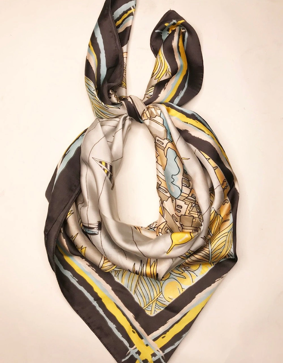 Silk Blend Scarf with Matera Town Print, 3 of 2