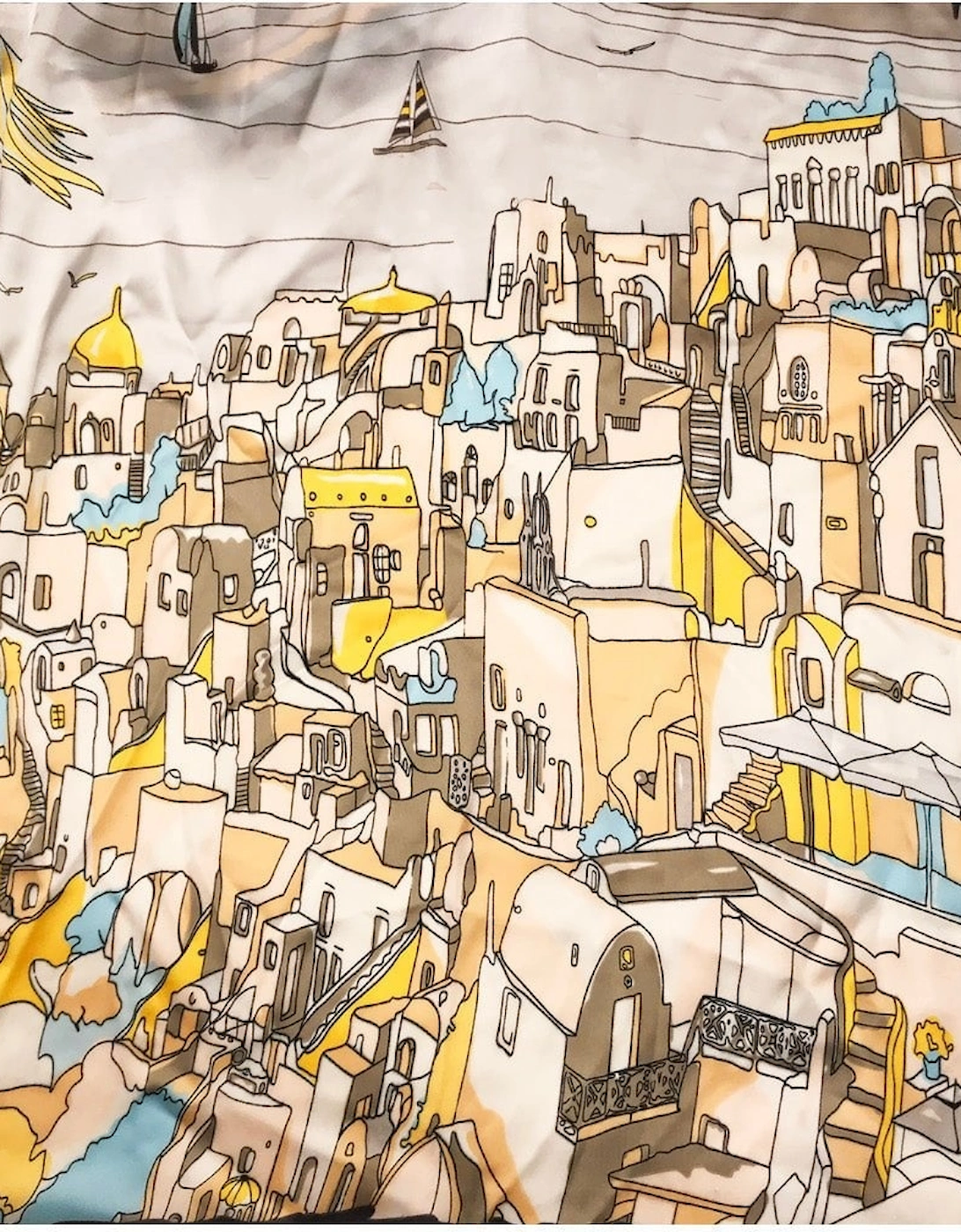 Silk Blend Scarf with Matera Town Print