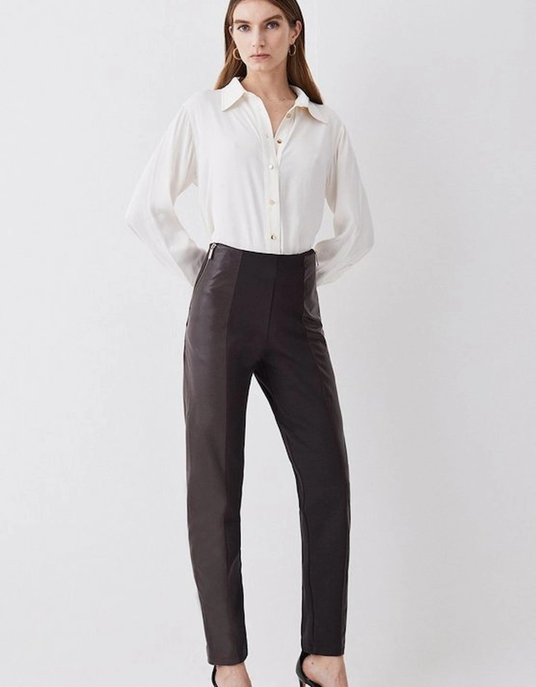 Petite Faux Leather And Ponte Leggings, 5 of 4