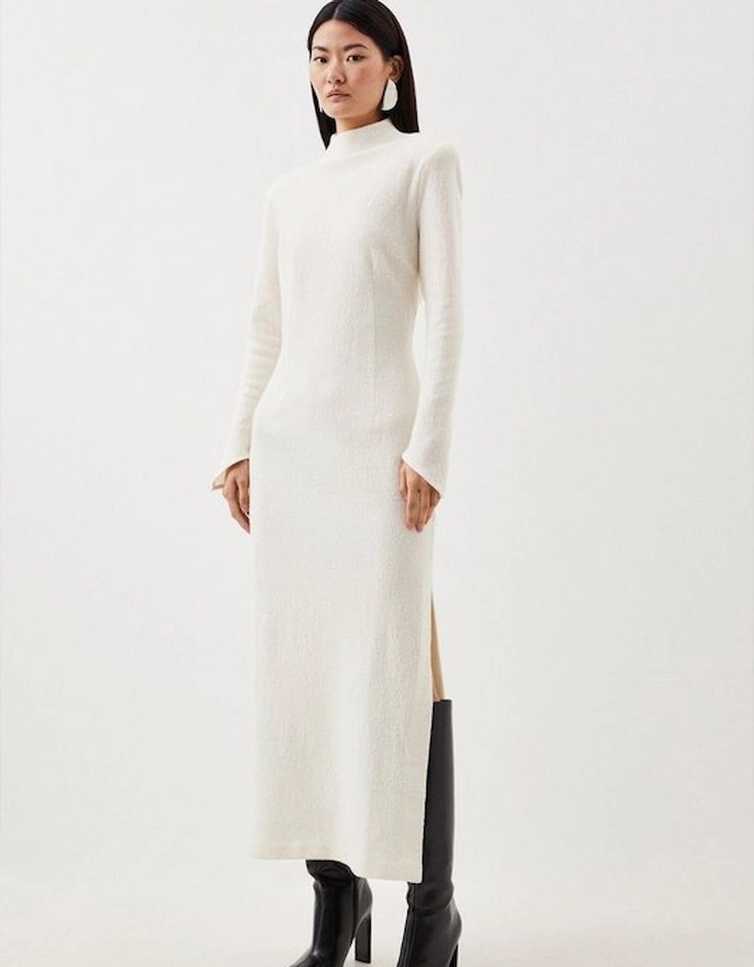 Wool Funnel Neck Knit Midi Dress, 5 of 4