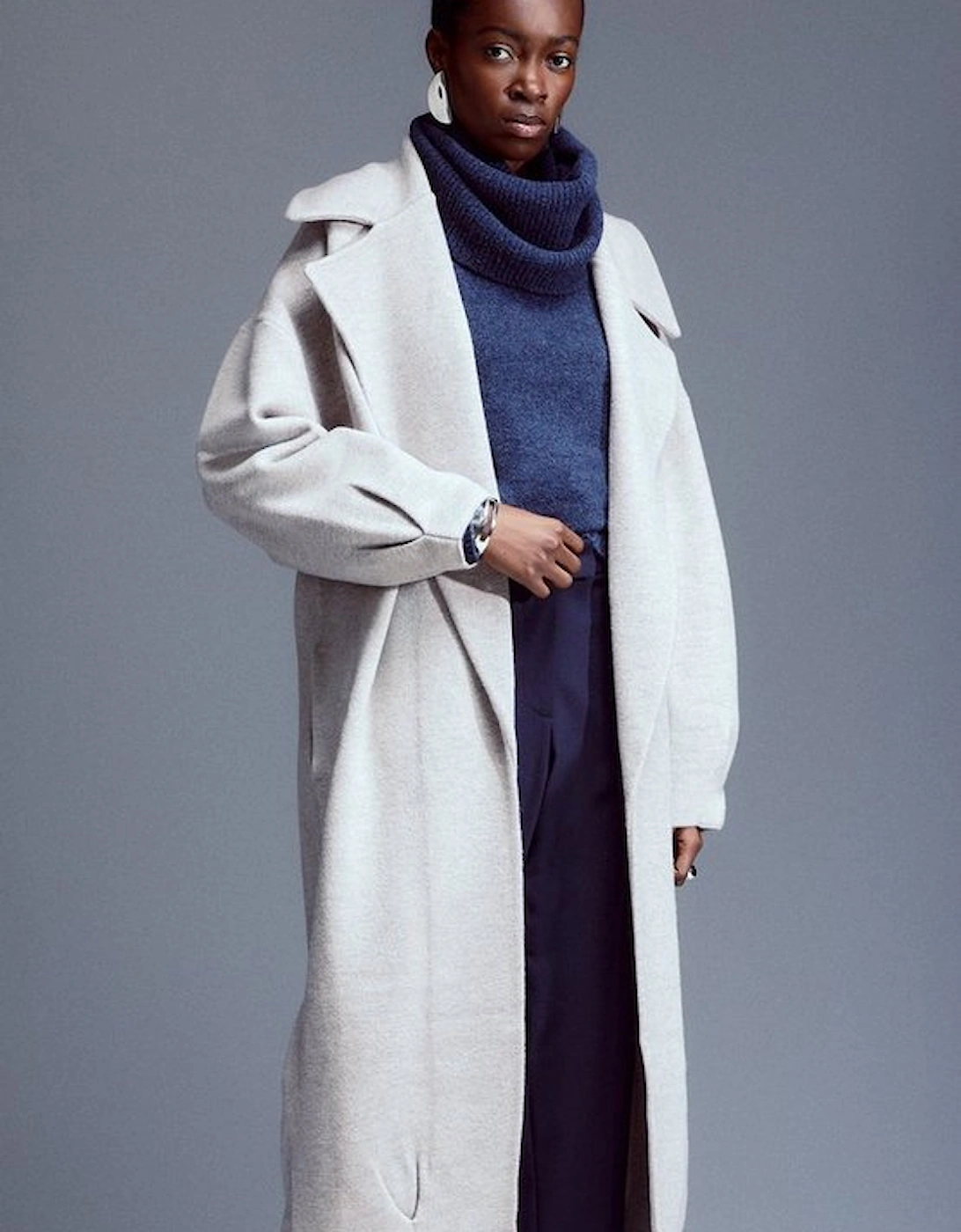 Compact Wool Blend Oversized Knit Coat, 5 of 4
