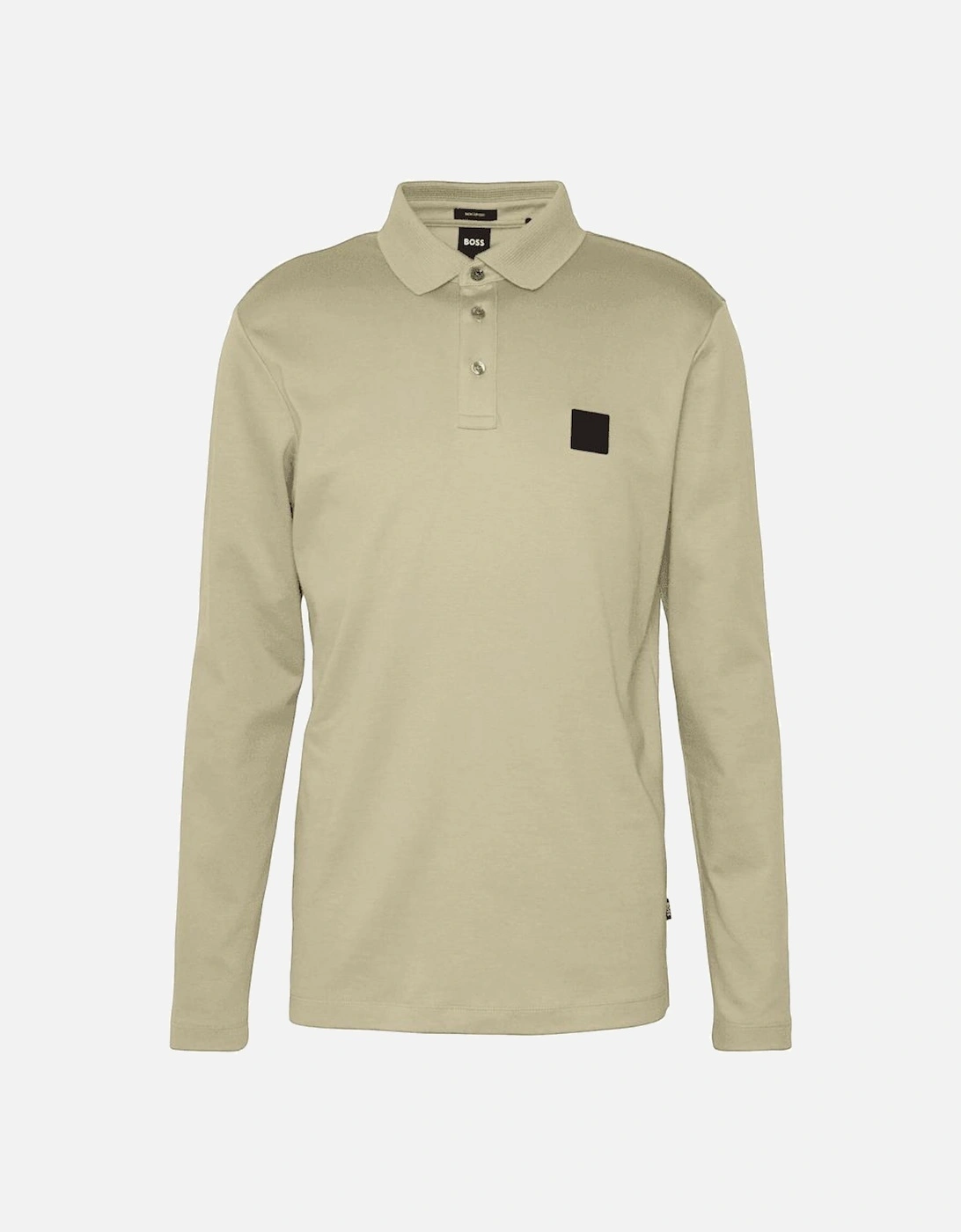 Pado 08 Rubberised Logo Long Sleeve Khaki Polo Shirt, 4 of 3