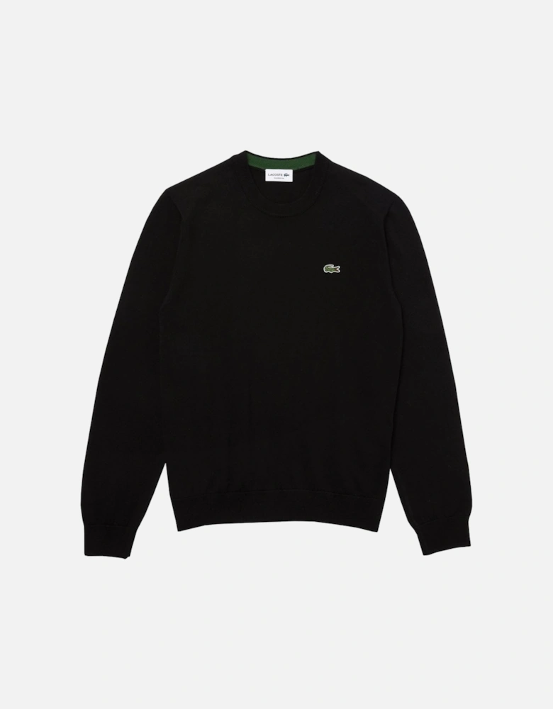 Men's Black Cotton Crew Neck Knit