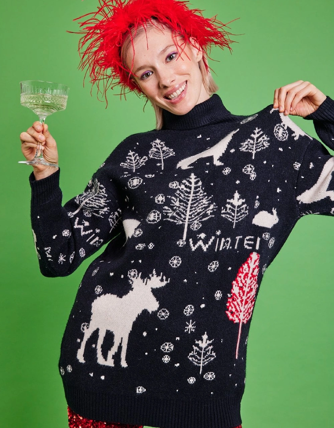 Cashmere and Banana Peel Blend Roll Neck Christmas Jumper, 4 of 3